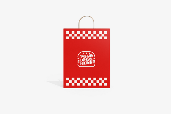 Custom Branded Checkerboard Patterned Paper Bag with Twisted Handle - Large (28cm x 14cm x 30cm) - 70 GSM