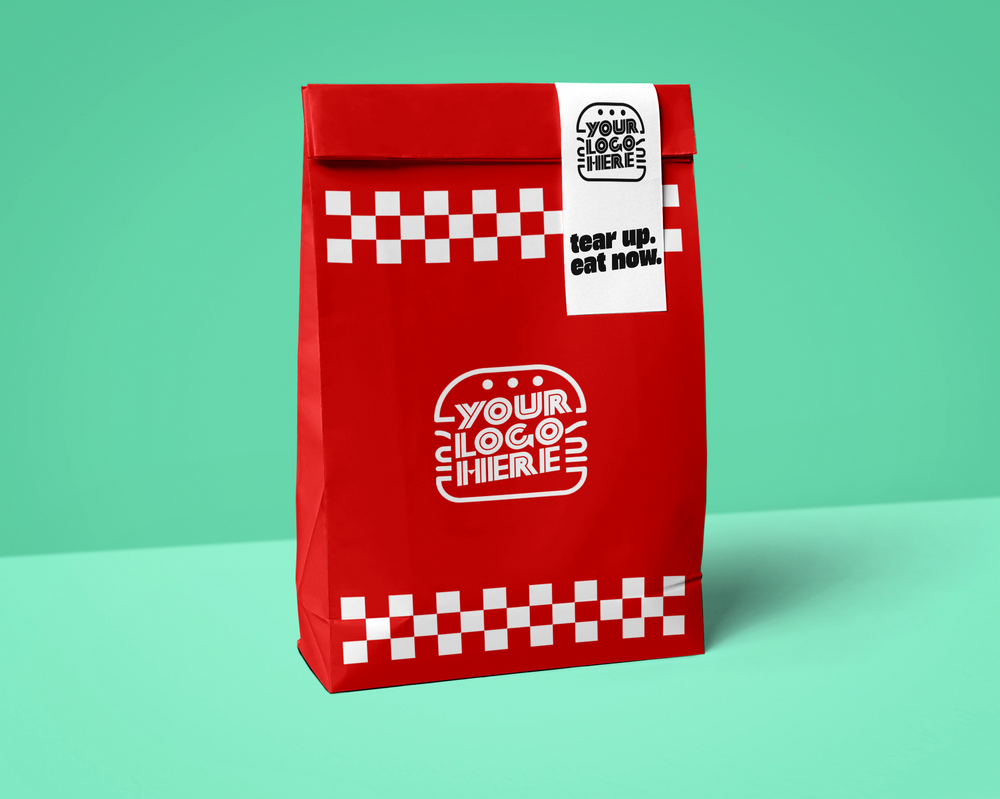 Custom Branded Checkerboard Patterned Delivery (SOS) Bag, XL Size, 70 GSM